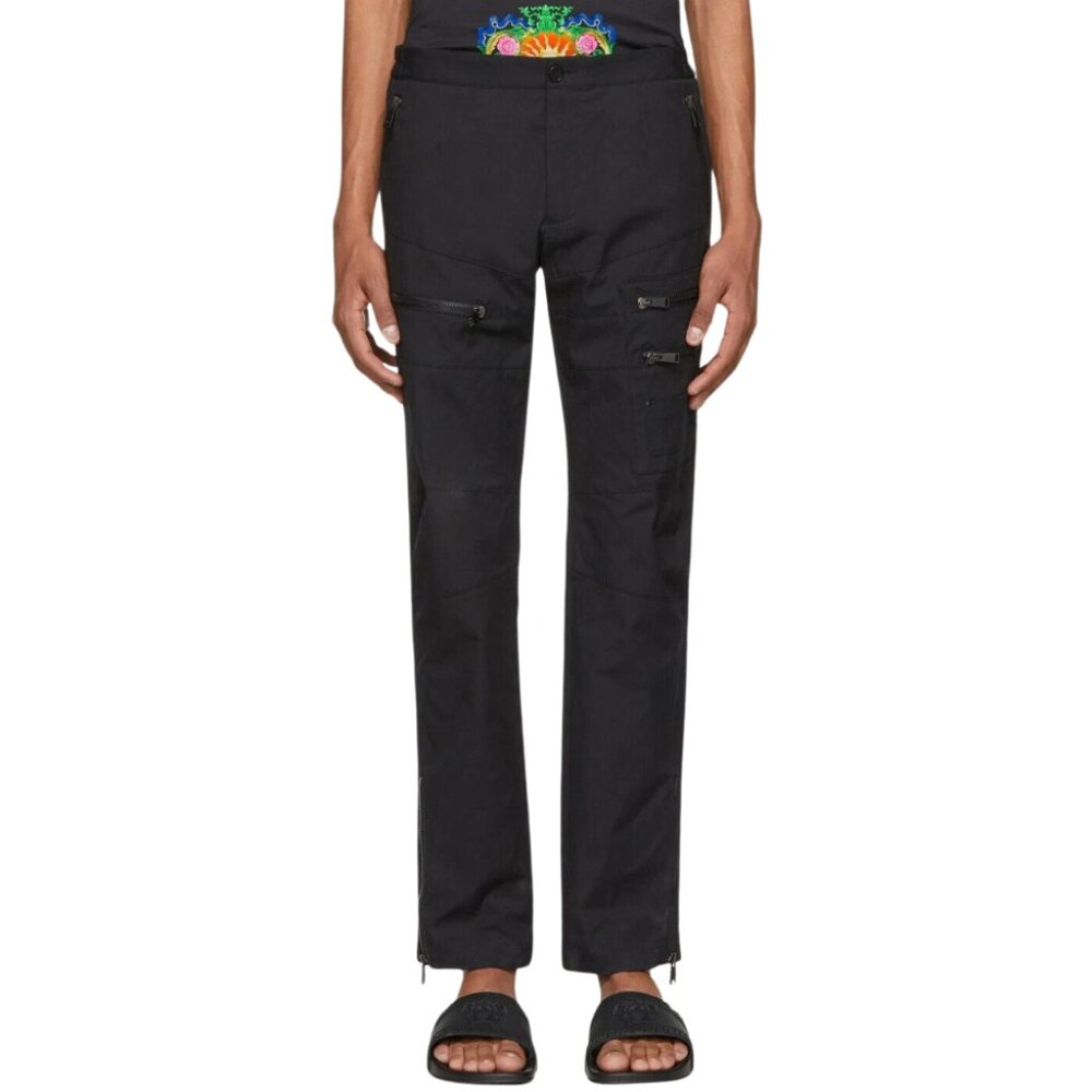 $995 VERSACE Navy Zip Cargo Pants Pocket Pants Men's 48 EU/US 32 AUTHENTIC
